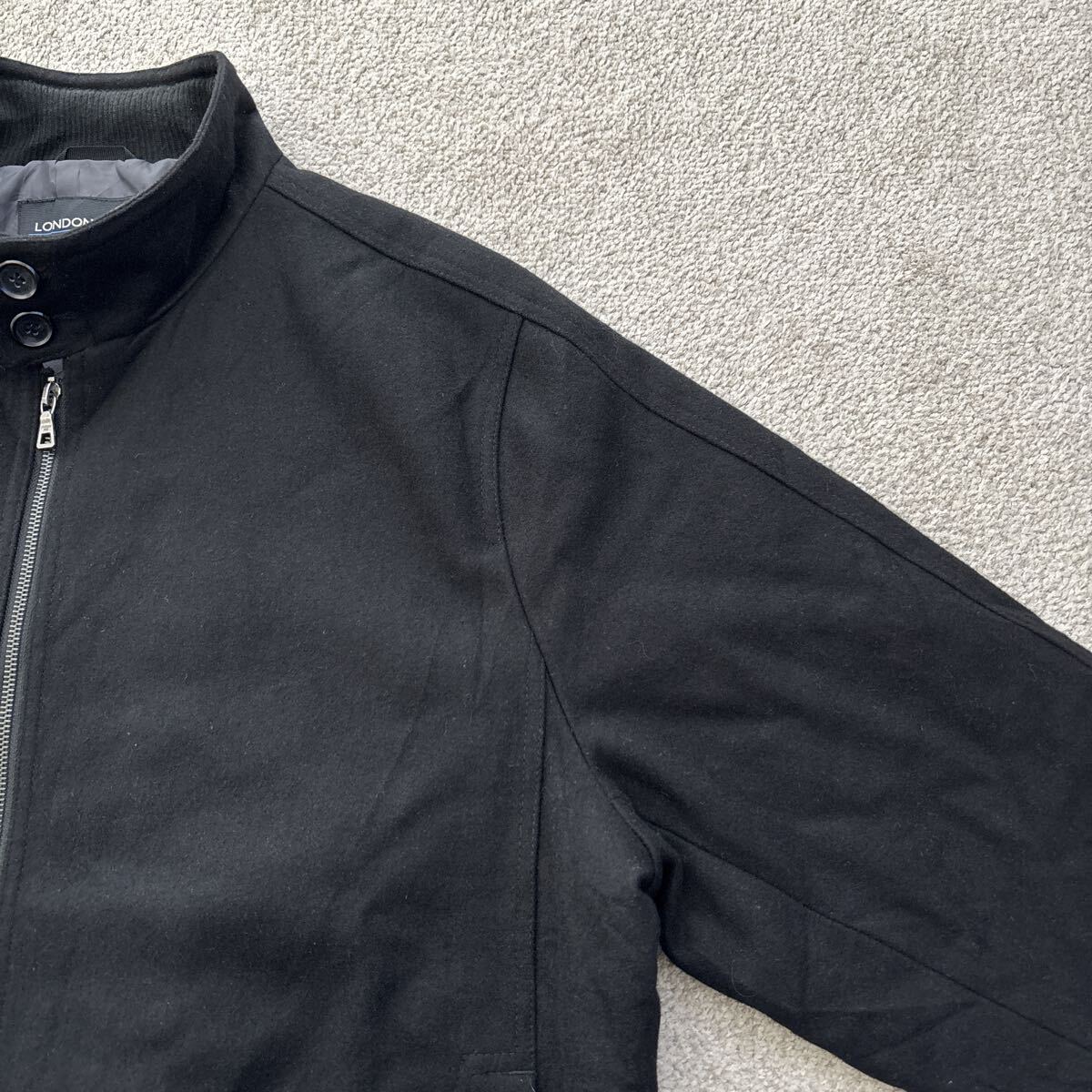 LONDON FOG ロンドンフォグ ウール ジャケット 中綿 ブルゾン ジャンバー (L) ブラック WOOL JACKET 黒_画像2