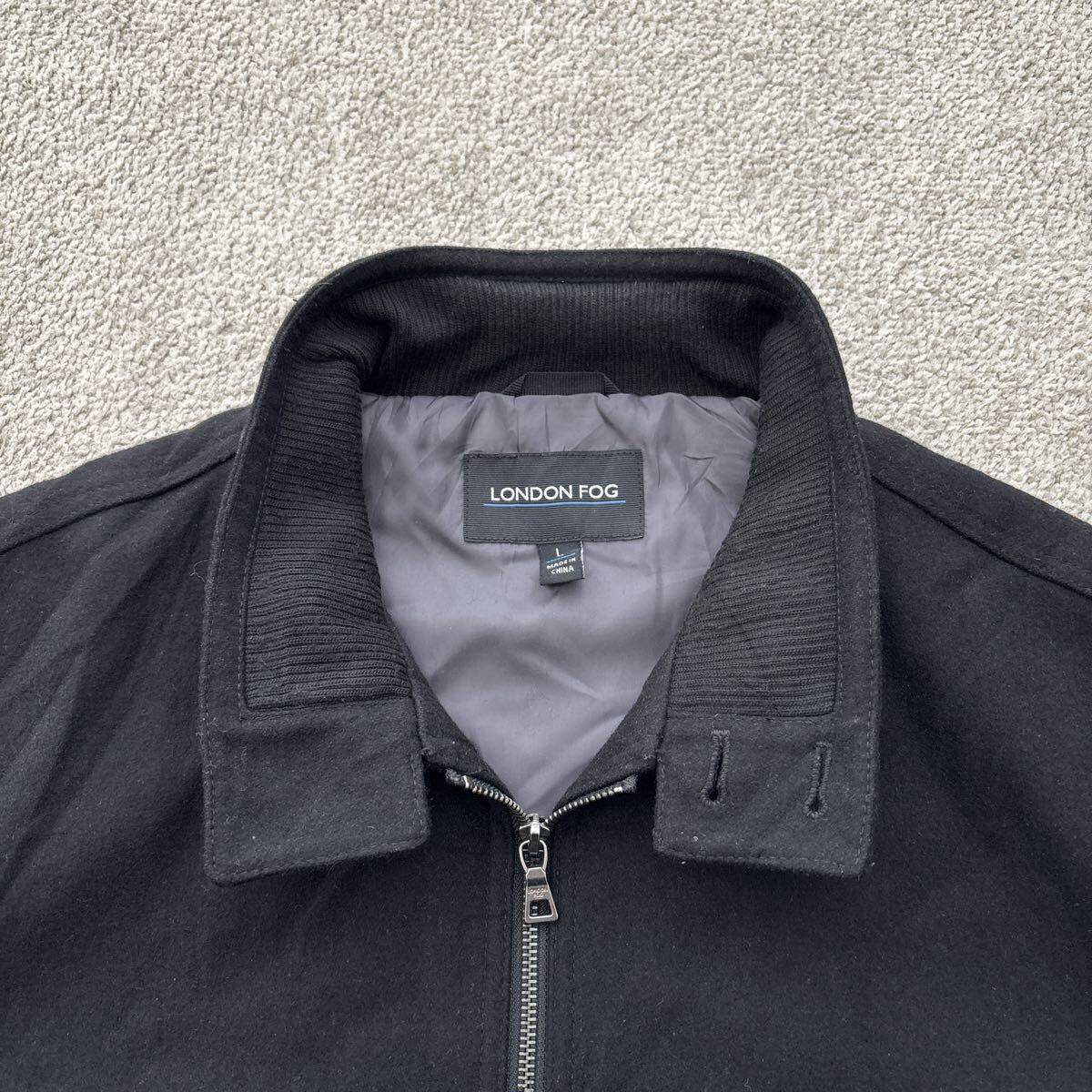 LONDON FOG ロンドンフォグ ウール ジャケット 中綿 ブルゾン ジャンバー (L) ブラック WOOL JACKET 黒_画像3
