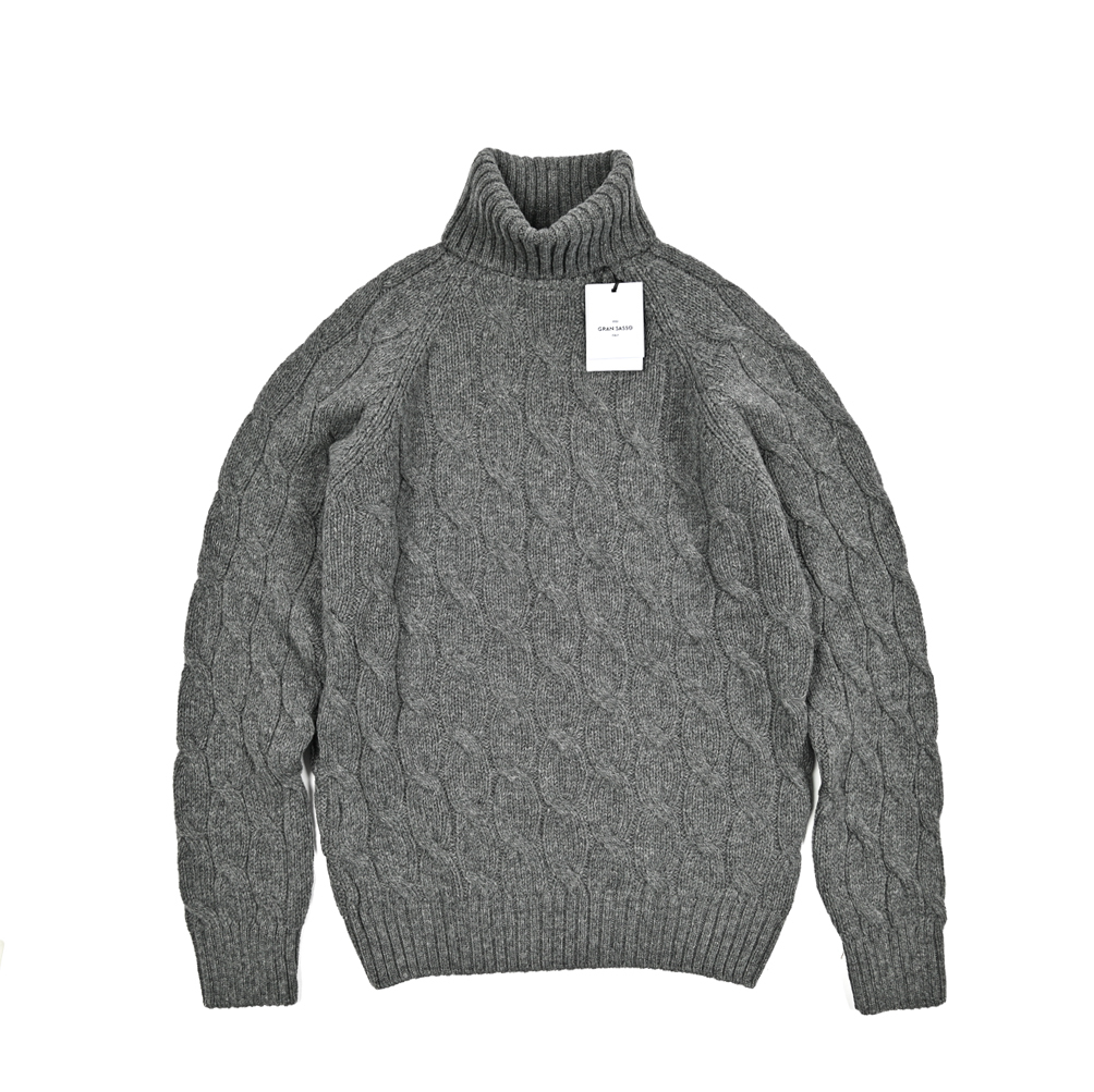 新入荷 新品 グランサッソ GRAN SASSO ニットセーター タートルネック ケーブル編み ミドルゲージ 長袖 秋冬 ヴァージンウール 416622-54_画像1