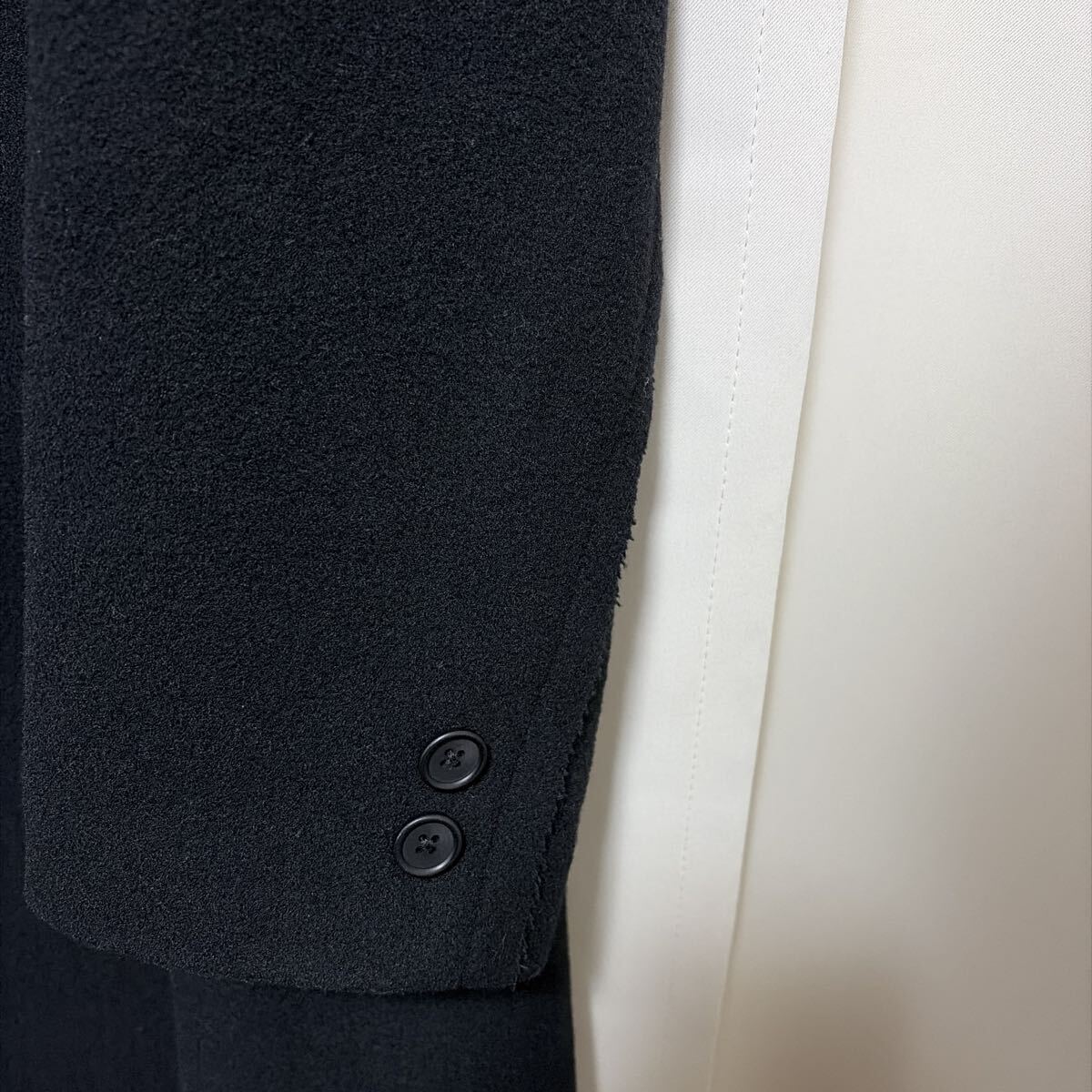 タグ付き 22AW Yohji Yamamoto POUR HOMME 部分的裁切ロングコート_画像3