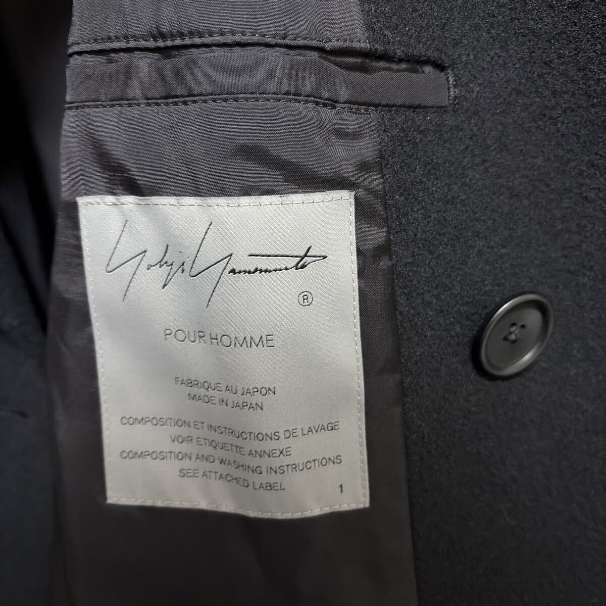 タグ付き 22AW Yohji Yamamoto POUR HOMME 部分的裁切ロングコート_画像6