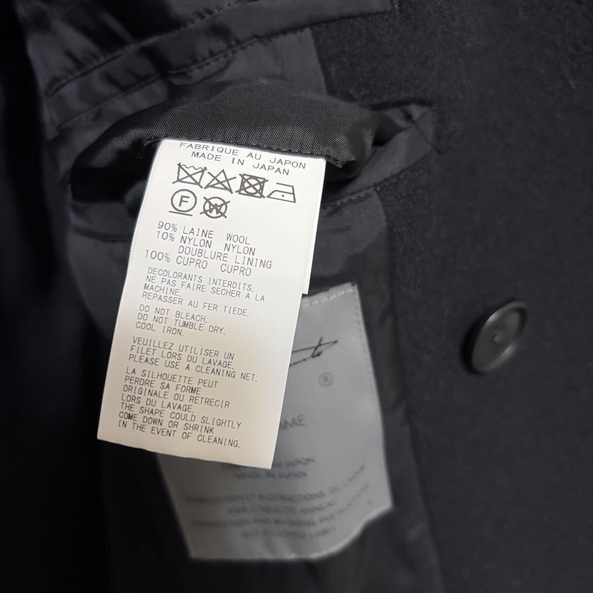 タグ付き 22AW Yohji Yamamoto POUR HOMME 部分的裁切ロングコート_画像7