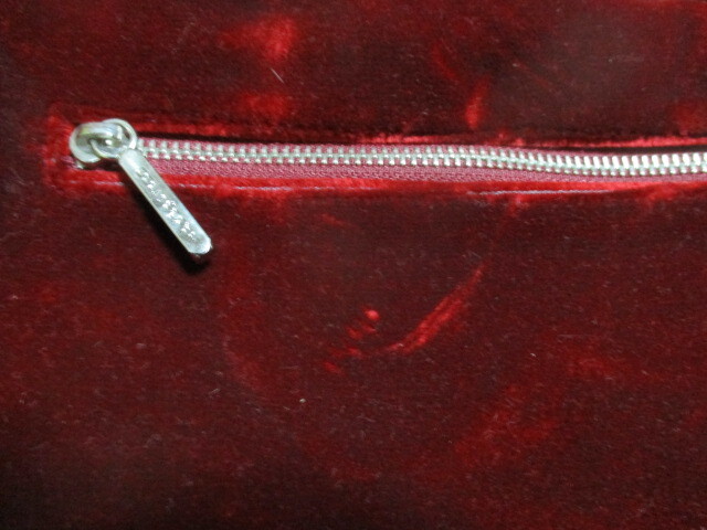  эпоха Heisei ретро Courreges велюр. ручная сумочка ( красный бордо ) б/у 