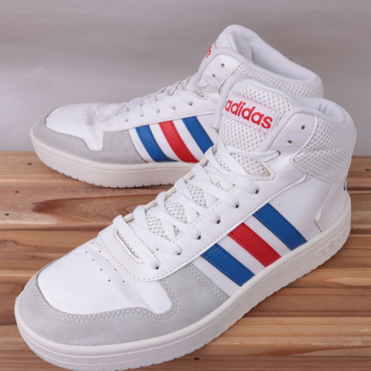 z3572 Adidas обруч s2.0 mid US10 28.0cm/ белый белый синий красный светло-серый adidas Hoops 2.0 Mid мужской спортивные туфли б/у 