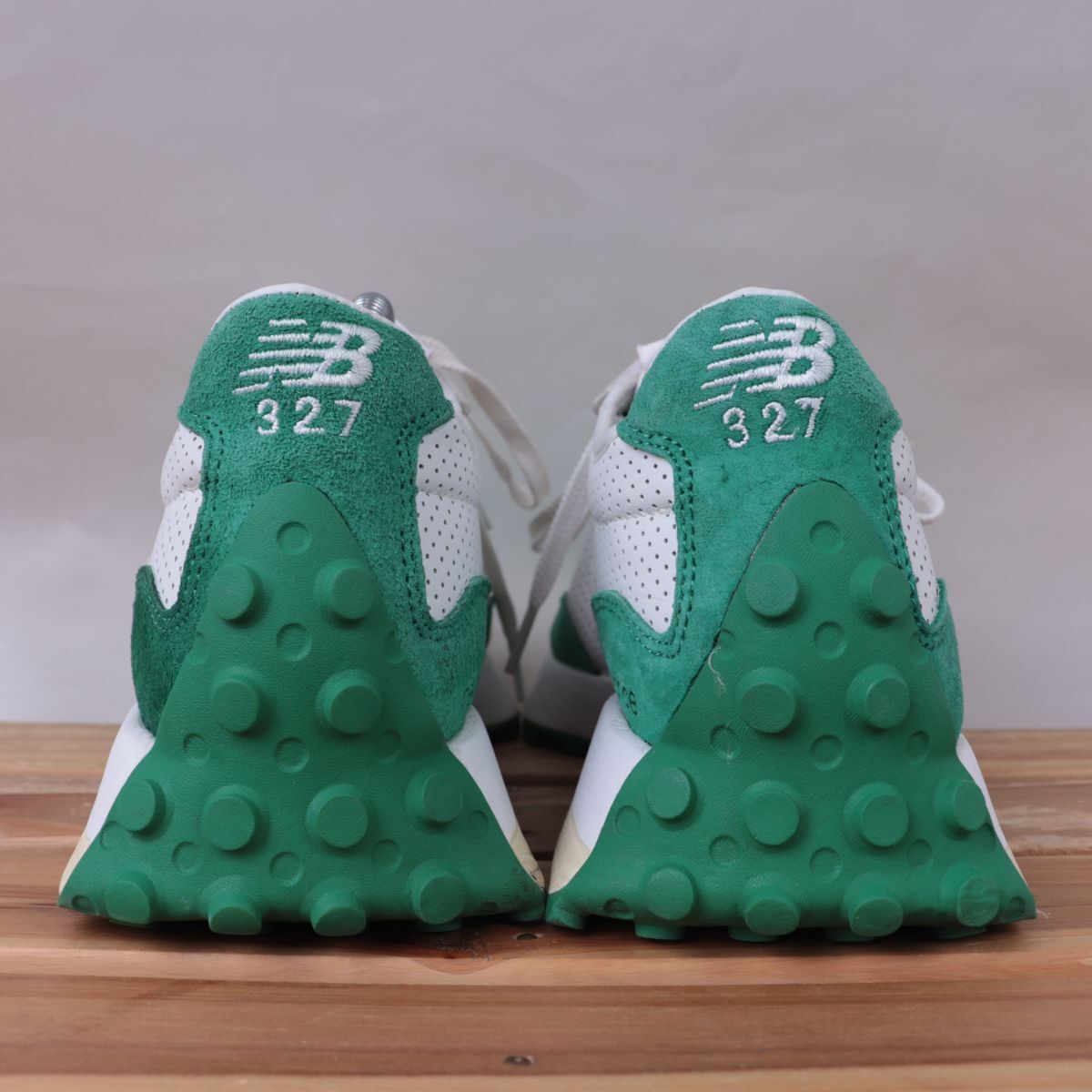 z3540【MS327CBD】ニューバランス US8.5 26.5cm/白 ホワイト 緑 グリーン newbalance メンズ スニーカー 中古_画像5