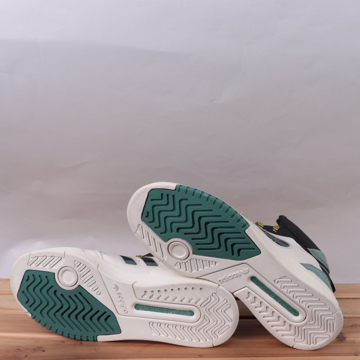 z3676 アディダス ドロップステップ XI US7 25.0cm/白 ホワイト 黒 グリーン系 adidas Drop Step XI メンズ ユニセックス スニーカー 中古_画像6