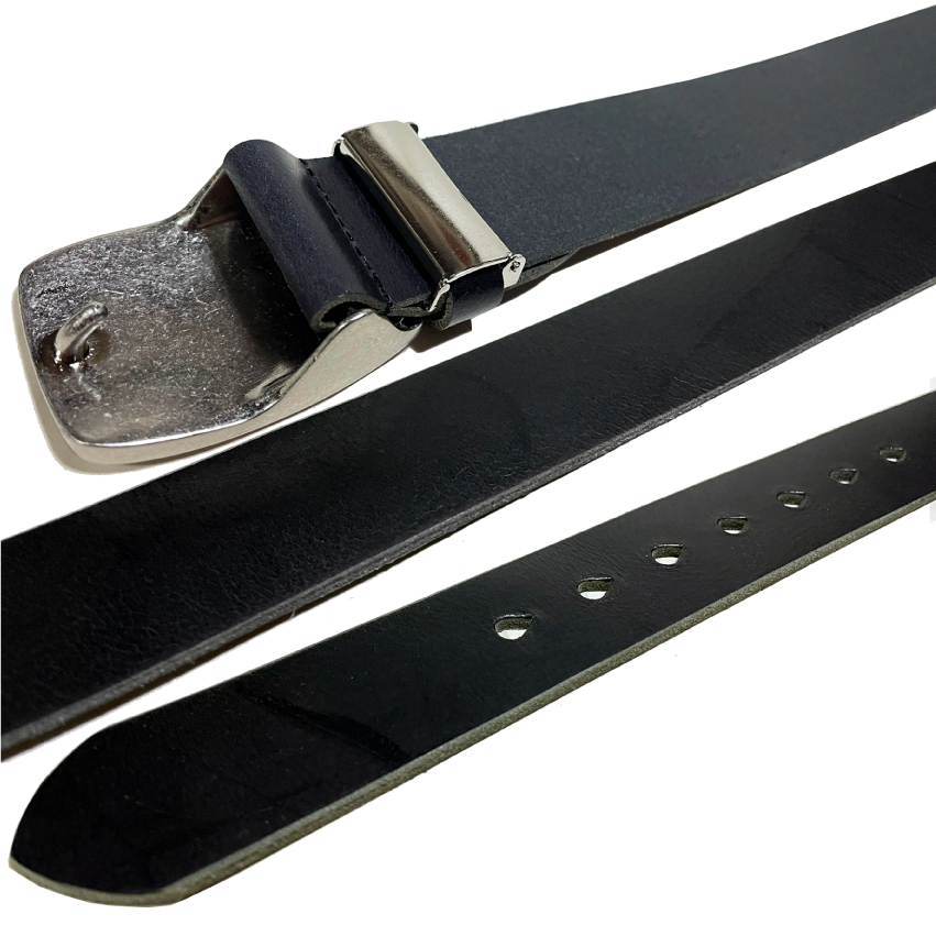 ■ 極厚 最厚部 4.4mm 40mm幅 数量限定 1円 スタート 新品 日本製 姫路レザー BK ベルト ANTIQUE 牛革 バックル ミリタリー 栃木レザー ■_画像4