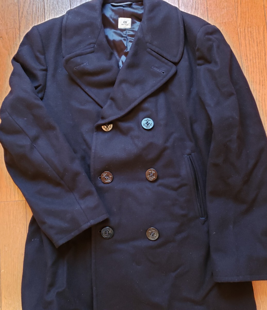 【送料無料】 Pコート ピーコート 42R 濃紺 ネイビーブルー XLサイズ相当 アイビー トラッド ヘビーデューティー_画像1