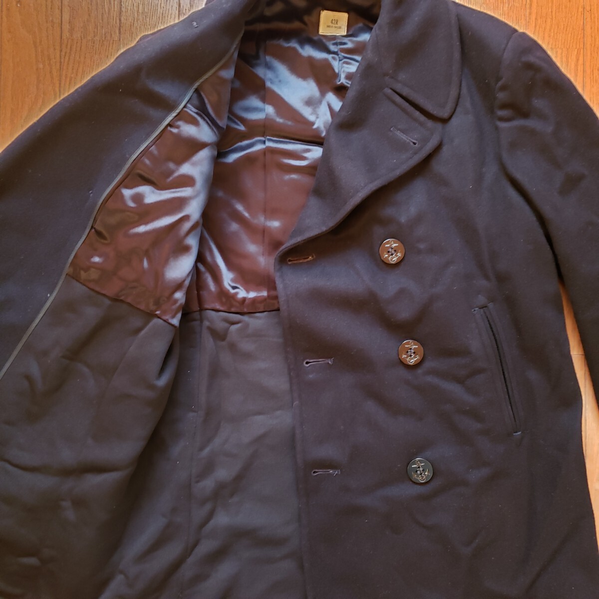 【送料無料】 Pコート ピーコート 42R 濃紺 ネイビーブルー XLサイズ相当 アイビー トラッド ヘビーデューティー_画像6