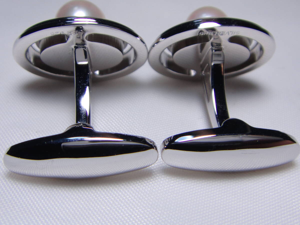  Akoya жемчуг книга@ жемчуг книга@ жемчуг запонки булавка для галстука 2 пункт . суммировать все блеск teli шар SILVER925 печать примерно 21.47g Vintage D723