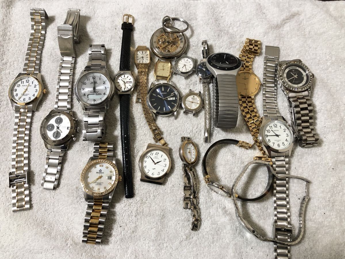 1円　SEIKO CASIO スウォッチ　クォーツ　20本　まとめ　まとめ売り　腕時計　時計 セイコー　カシオ　現状品　デイデイト　ジャンク　_画像1