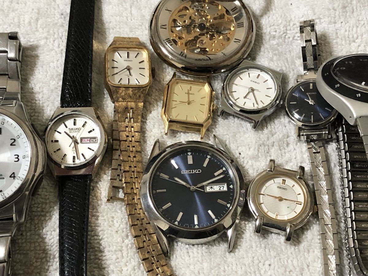 1円　SEIKO CASIO スウォッチ　クォーツ　20本　まとめ　まとめ売り　腕時計　時計 セイコー　カシオ　現状品　デイデイト　ジャンク　_画像3