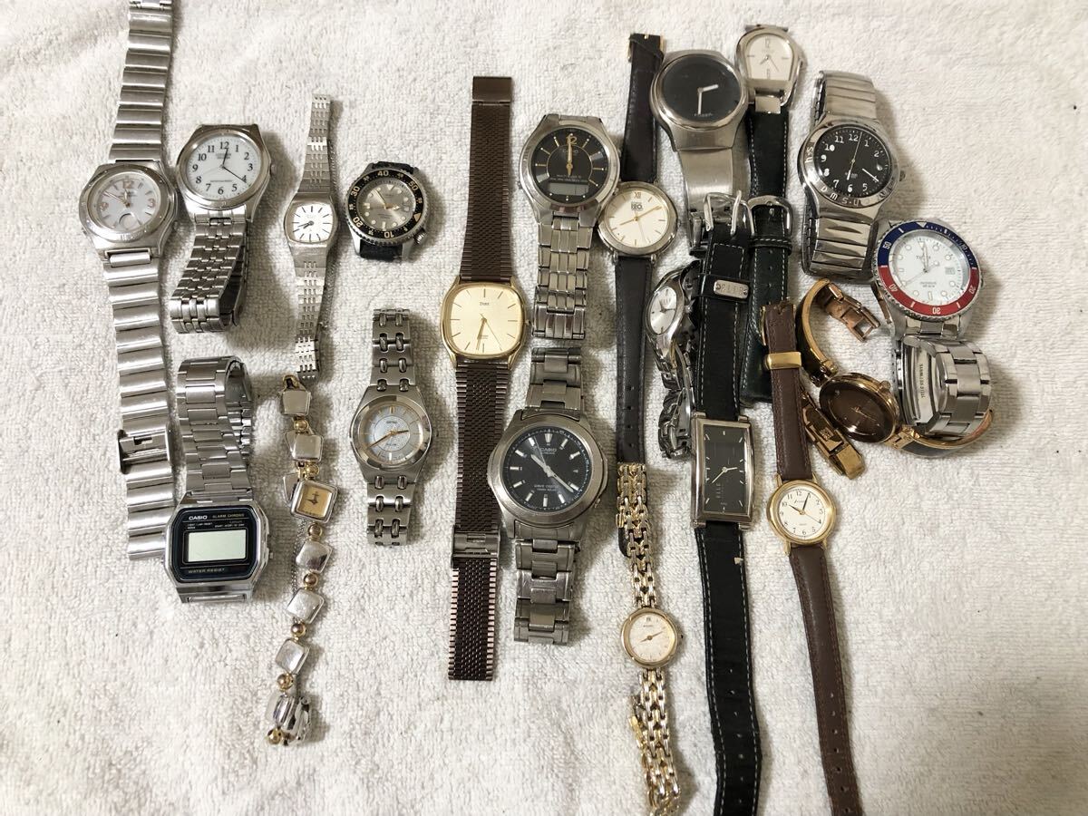1円　SEIKO CITIZEN CASIO タイメックス　セイコー　シチズン　カシオ　20本　まとめ　まとめ売り　腕時計　時計　現状品　クォーツ　_画像1