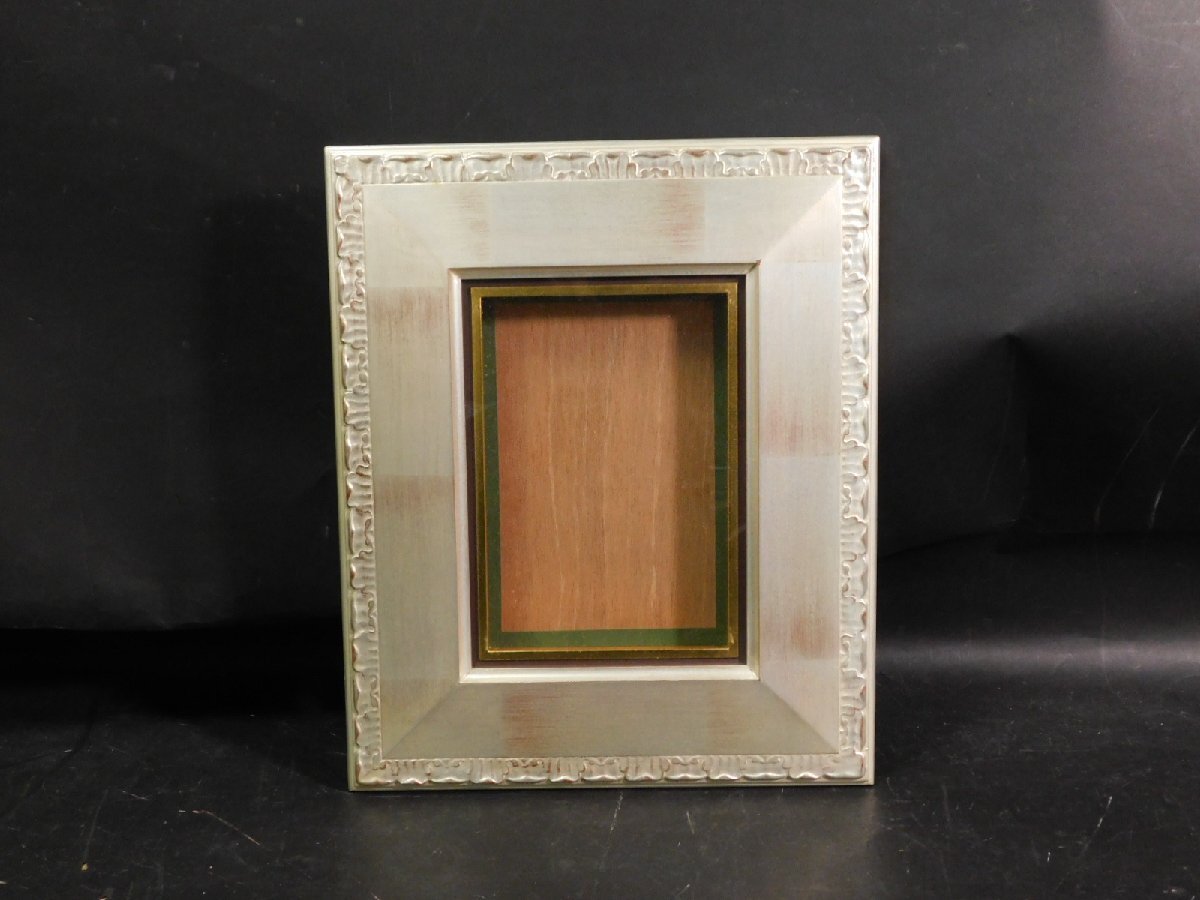 空額 額縁 SM号 油彩用 木製装飾額 銀彩(シルバー) 額装 木地 ガラス 中古品 ① w250417_画像2