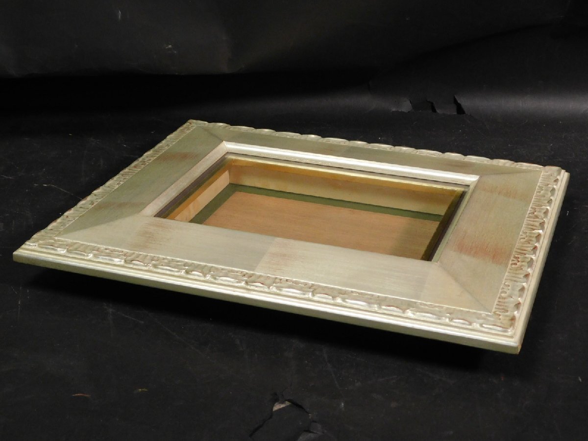 空額 額縁 SM号 油彩用 木製装飾額 銀彩(シルバー) 額装 木地 ガラス 中古品 ① w250417_画像7