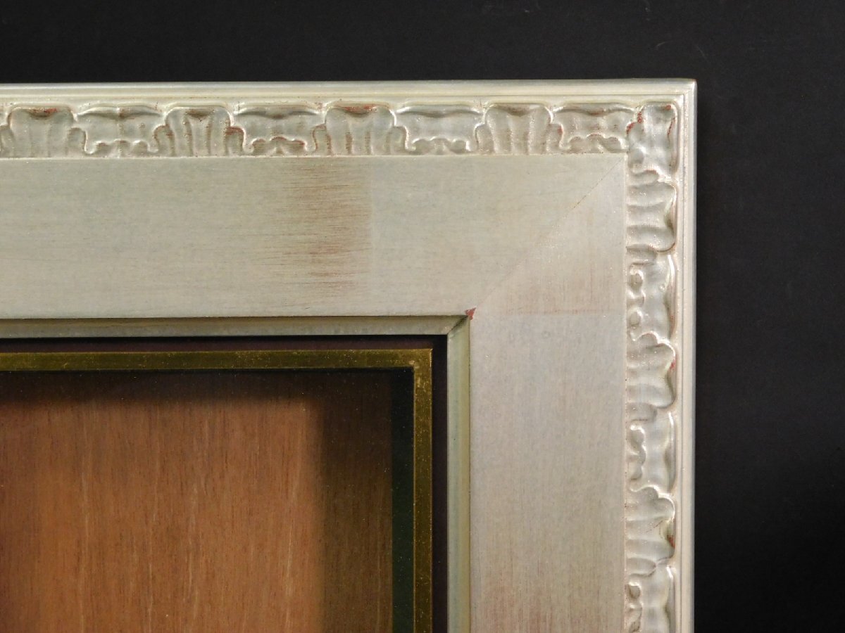 空額 額縁 SM号 油彩用 木製装飾額 銀彩(シルバー) 額装 木地 ガラス 中古品 ① w250417_画像4