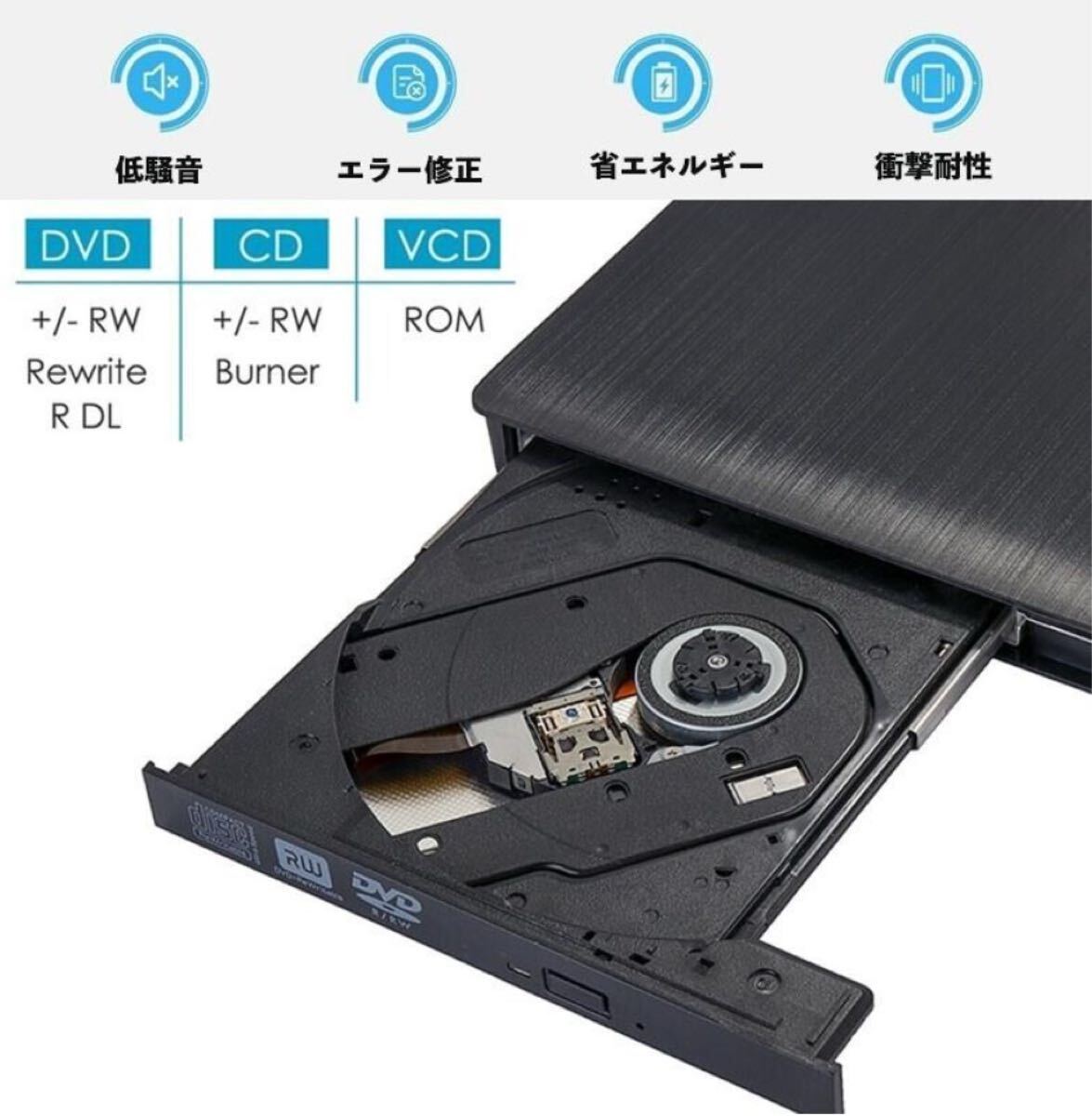 送料無料・即日配送・外付け DVD ドライブ DVD プレイヤー ポータブルドライブUSB3.0&Type-C CD/DVD読取・CD読み込みドライブwin.mac対応_画像5