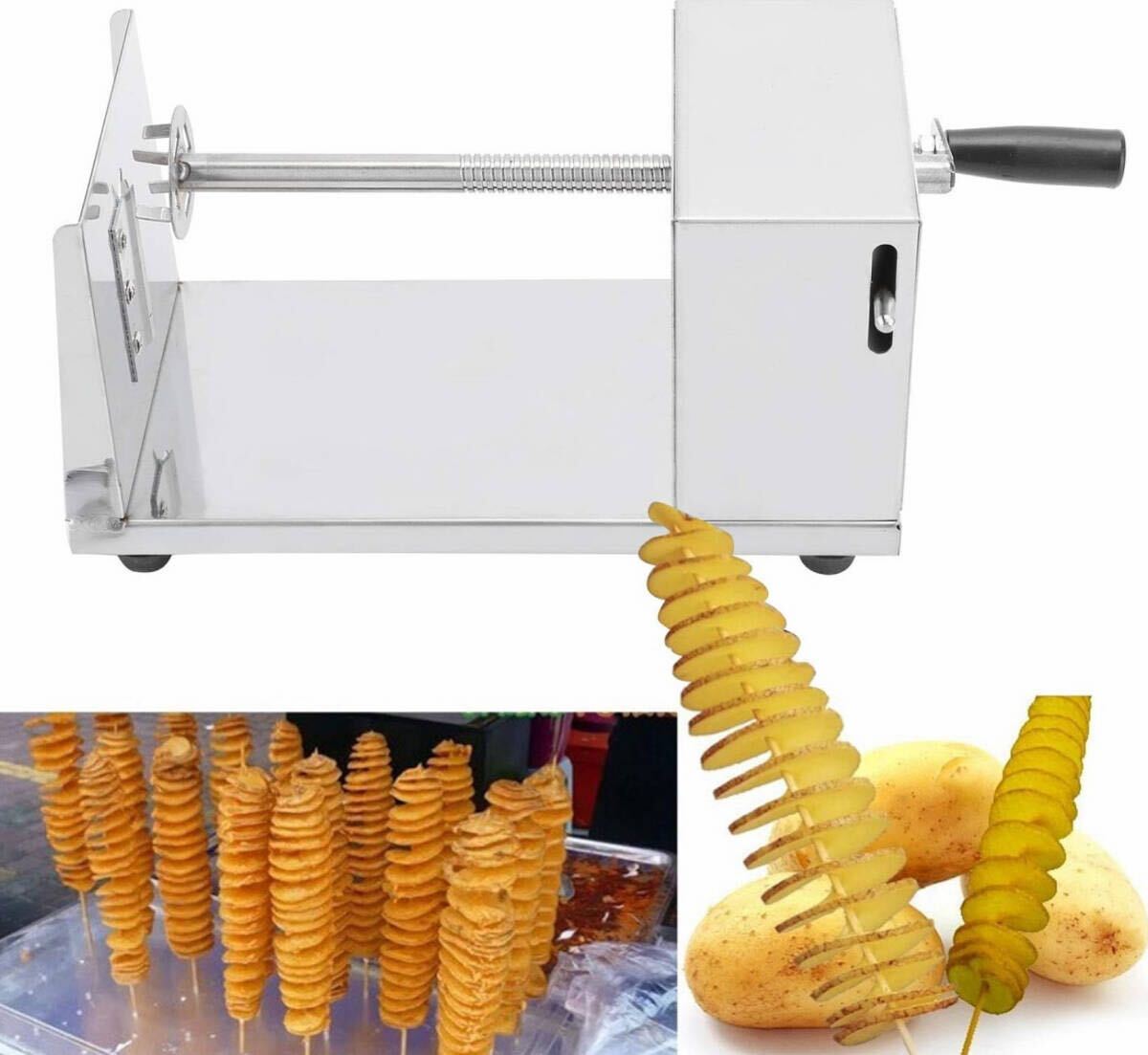 トルネードポテトカット スパイラル型 ポテトカッター クルクル お祭りの屋台 パーティ 家庭用 業務用 美味しいトルネードポテト作り_画像1