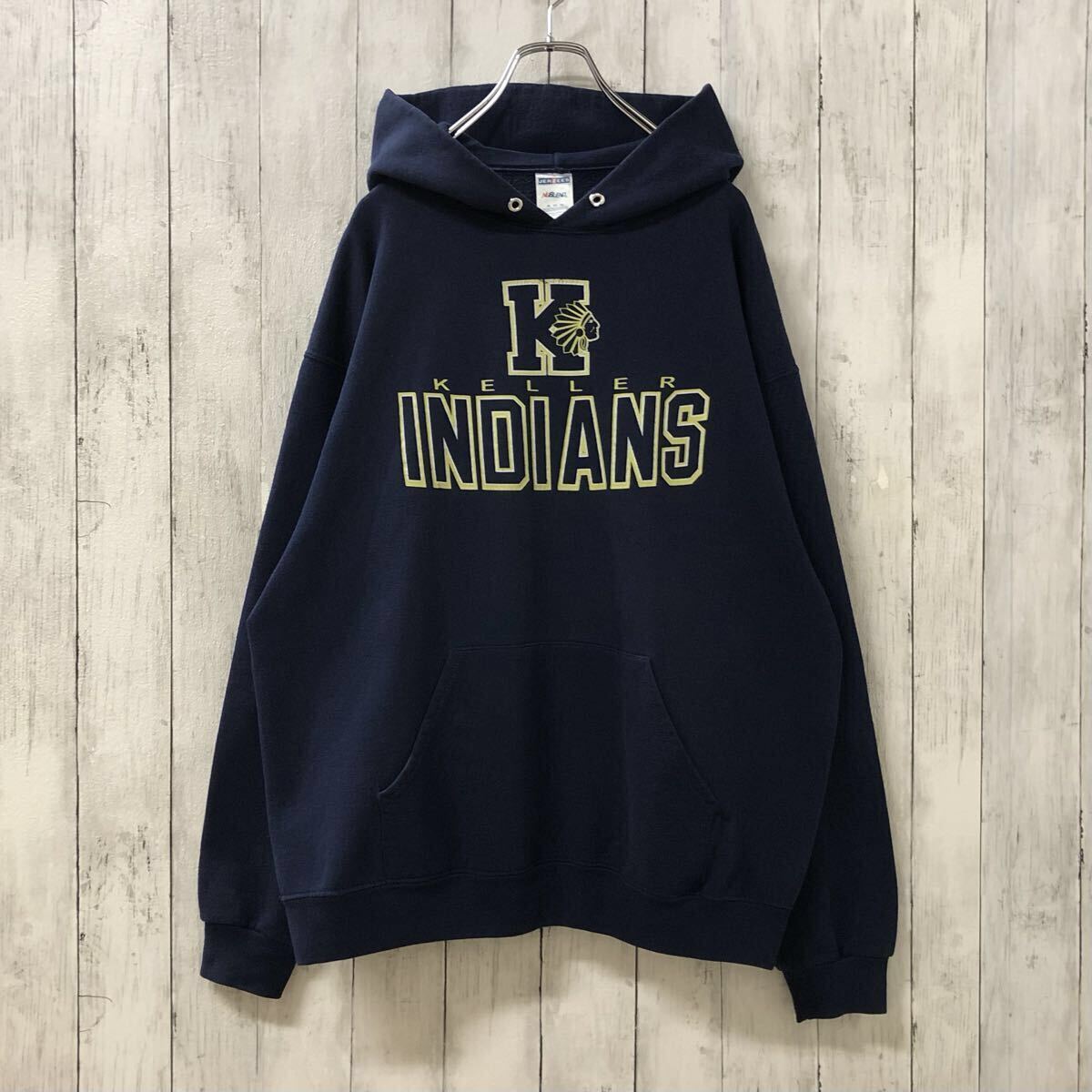 ジャージーズ US アメリカ古着 カレッジ チーム プリント スウェット パーカー XL_画像2