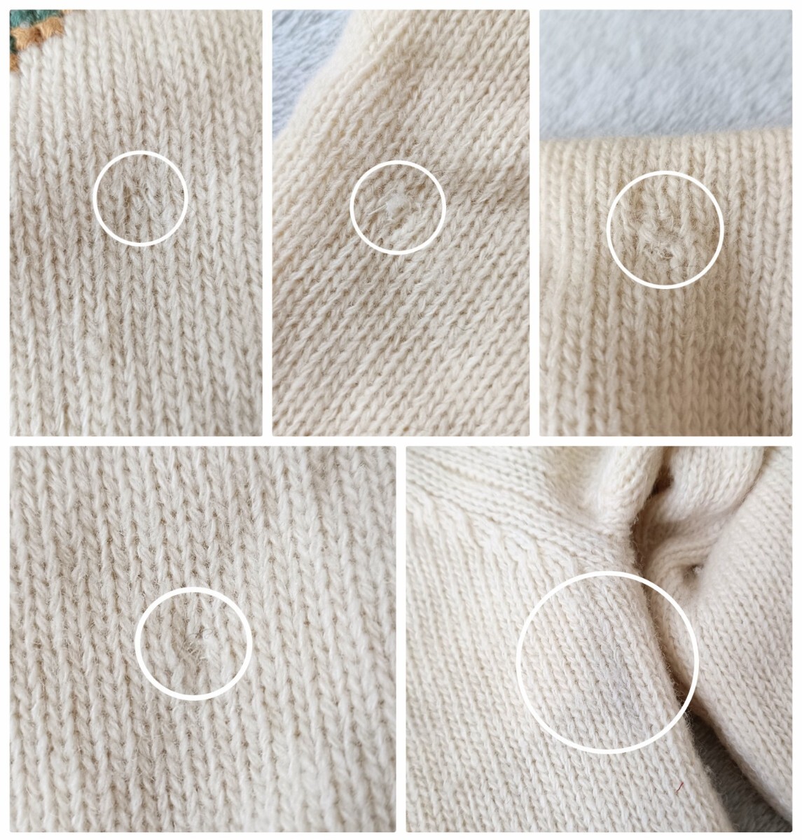 ハンドエンブロイダリー 花柄刺繍 ウールセーター アメリカ古着 クロスステッチ ニット ヴィンテージ 古着 レトロ ガーリー パフスリーブ_画像9