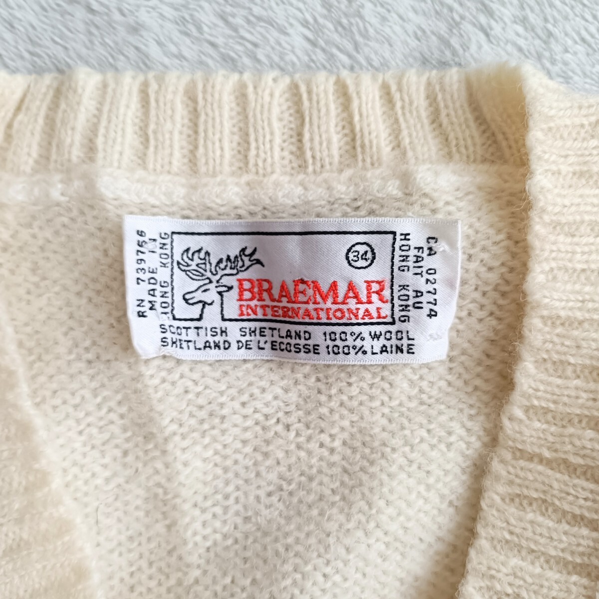 スコットランド シェットランドウール100% アーガイル Vネックニットベスト トラッド プレッピー レトロ ヨーロッパ古着 ユーロビンテージ_画像6