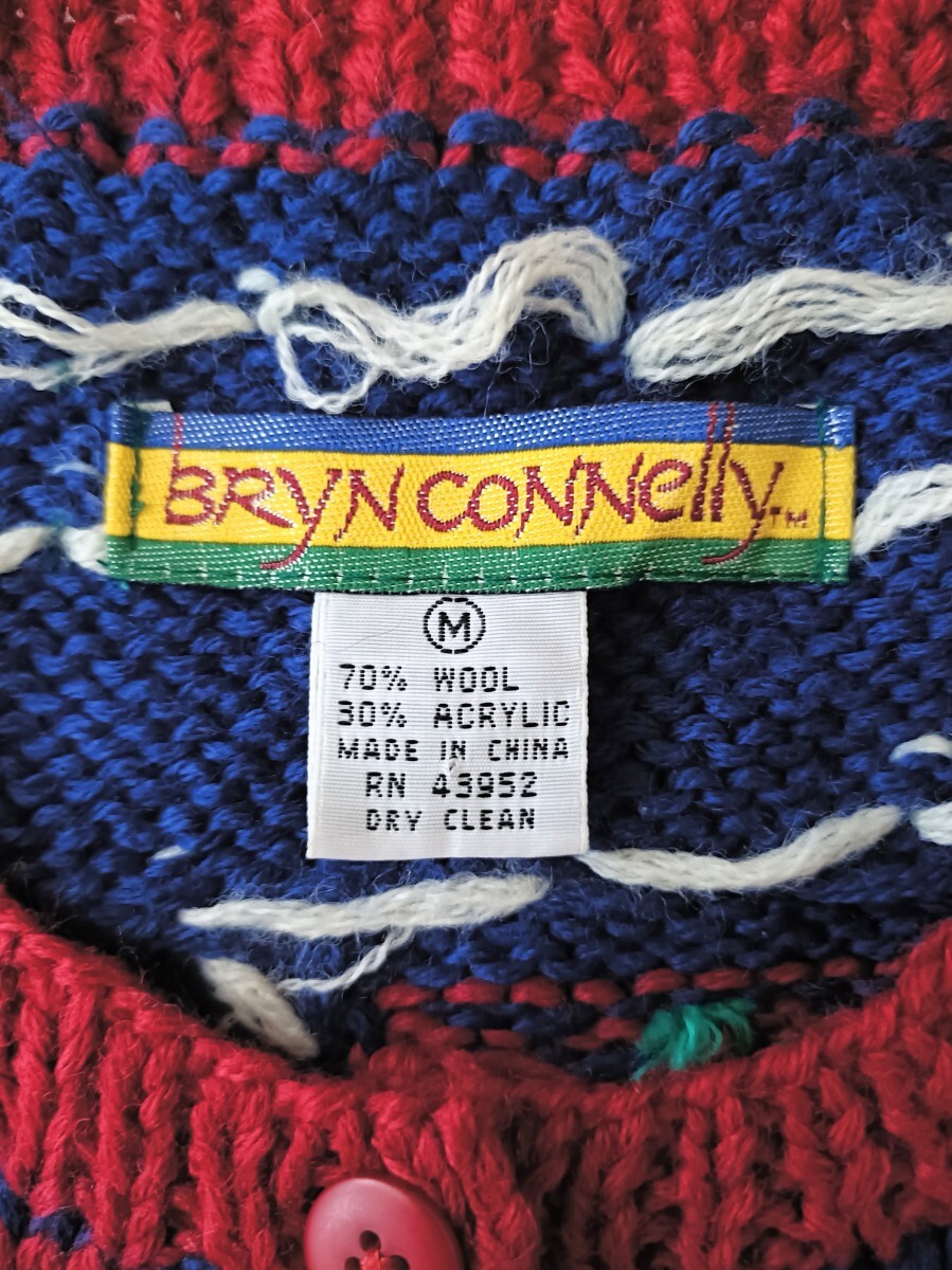 ノルディックカーディガン パッチワーク風デザイン 80s〜90s ニットセーター ヴィンテージ アメリカ古着 ホリデーニット アグリーニット_画像9