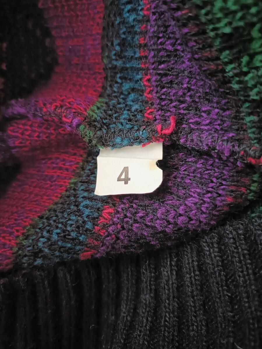 アメリカ古着 個性派 80s 90s 総柄ニットセーター ビッグシルエット レトロ ヴィンテージ マルチカラー 幾何学 ハート アニマル柄 ゆったり_画像9