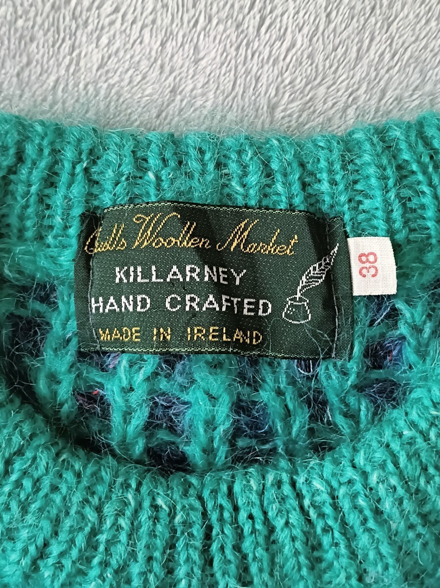 アイルランド製 シャギーウール ハンドニットセーター 手編み ユーロ モヘア QuillsWoollenMarket ヴィンテージ 北欧 ヨーロッパ古着_画像8