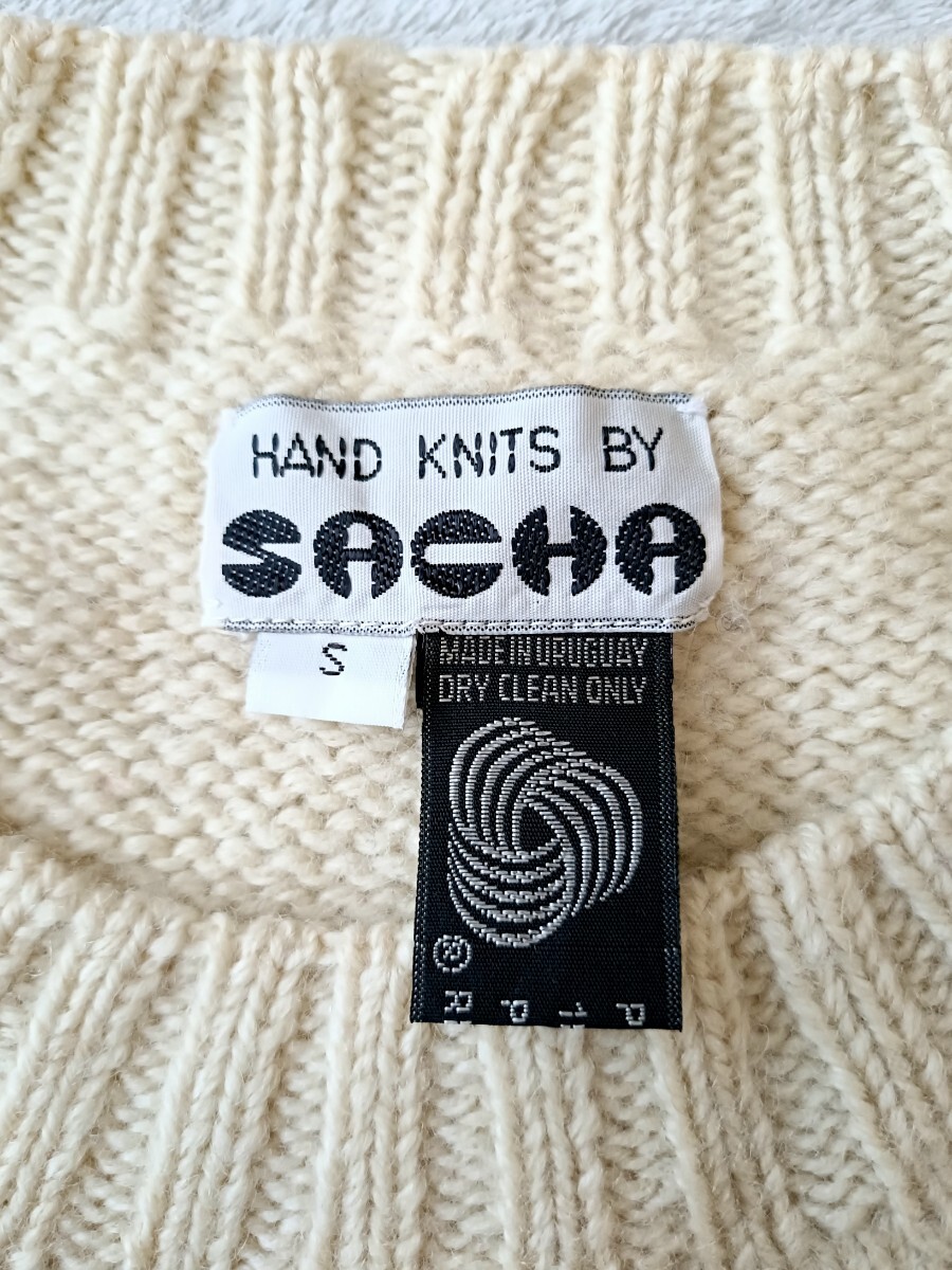 ウルグアイ製 花柄ウールニットセーター 薔薇 ローズ ハンドニット セーター 古着 ヴィンテージ ウール インポート古着 ローゲージ レトロ_画像8