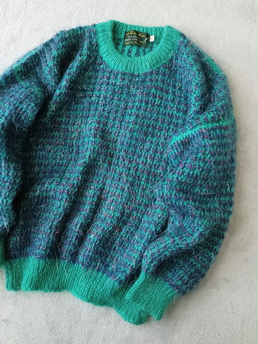 アイルランド製 シャギーウール ハンドニットセーター 手編み ユーロ モヘア QuillsWoollenMarket ヴィンテージ 北欧 ヨーロッパ古着_画像1
