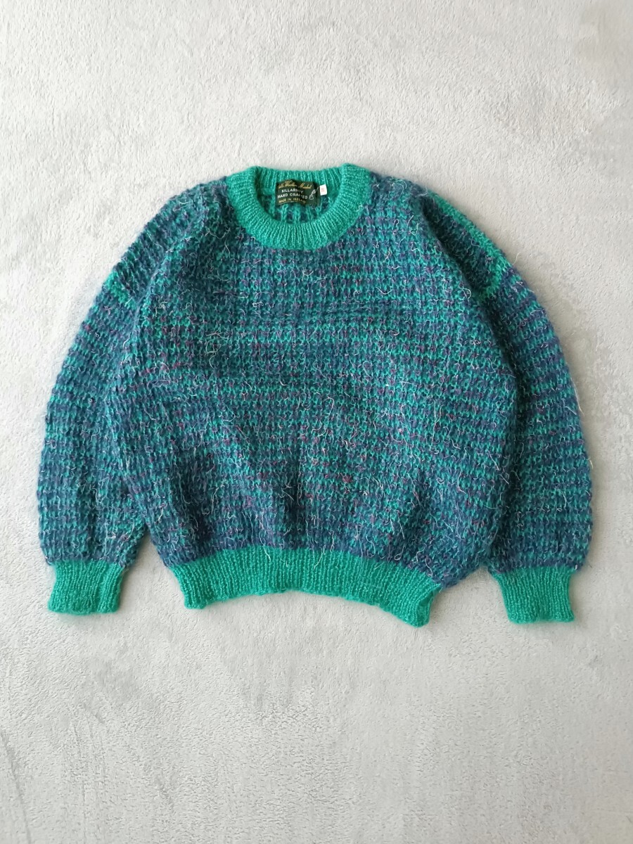 アイルランド製 シャギーウール ハンドニットセーター 手編み ユーロ モヘア QuillsWoollenMarket ヴィンテージ 北欧 ヨーロッパ古着_画像2