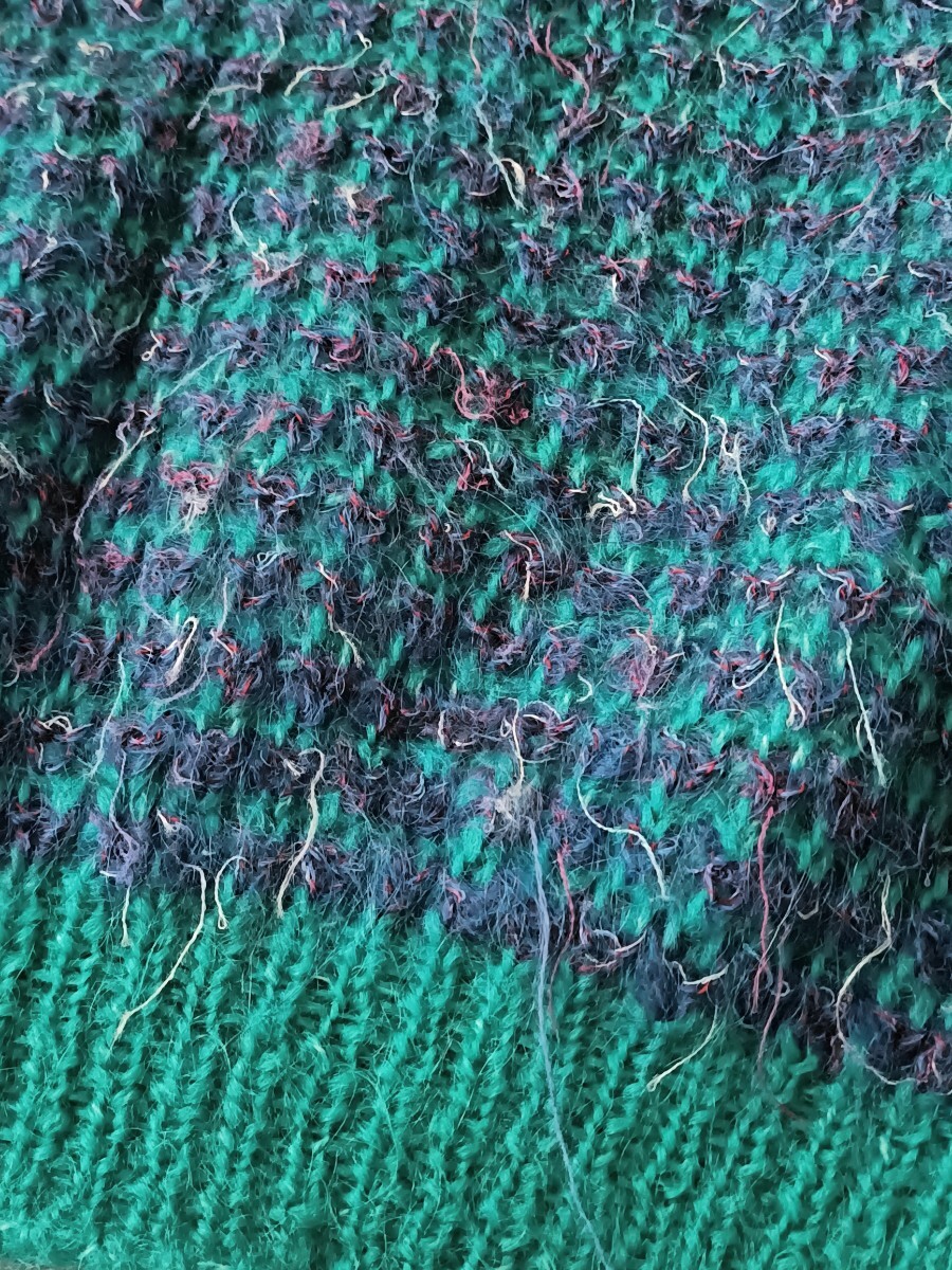 アイルランド製 シャギーウール ハンドニットセーター 手編み ユーロ モヘア QuillsWoollenMarket ヴィンテージ 北欧 ヨーロッパ古着_画像6