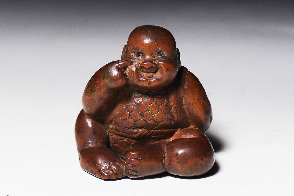 [ персик ].. предмет : дерево гравюра netsuke поверхность держать ....-