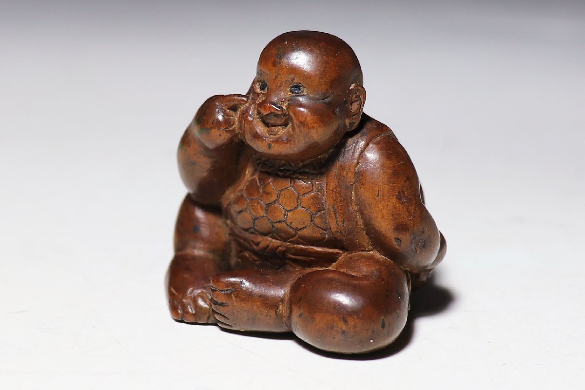[ персик ].. предмет : дерево гравюра netsuke поверхность держать ....-