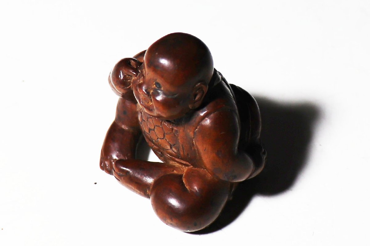 [ персик ].. предмет : дерево гравюра netsuke поверхность держать ....-