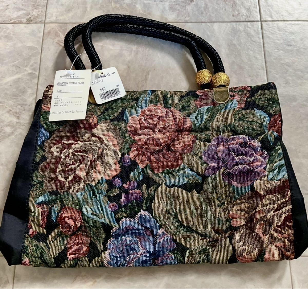 新品タグ付　ゴブラン織　軽量 手提げバッグ　3箇所別収納+内ポケット2個付　和・洋装兼用_画像10