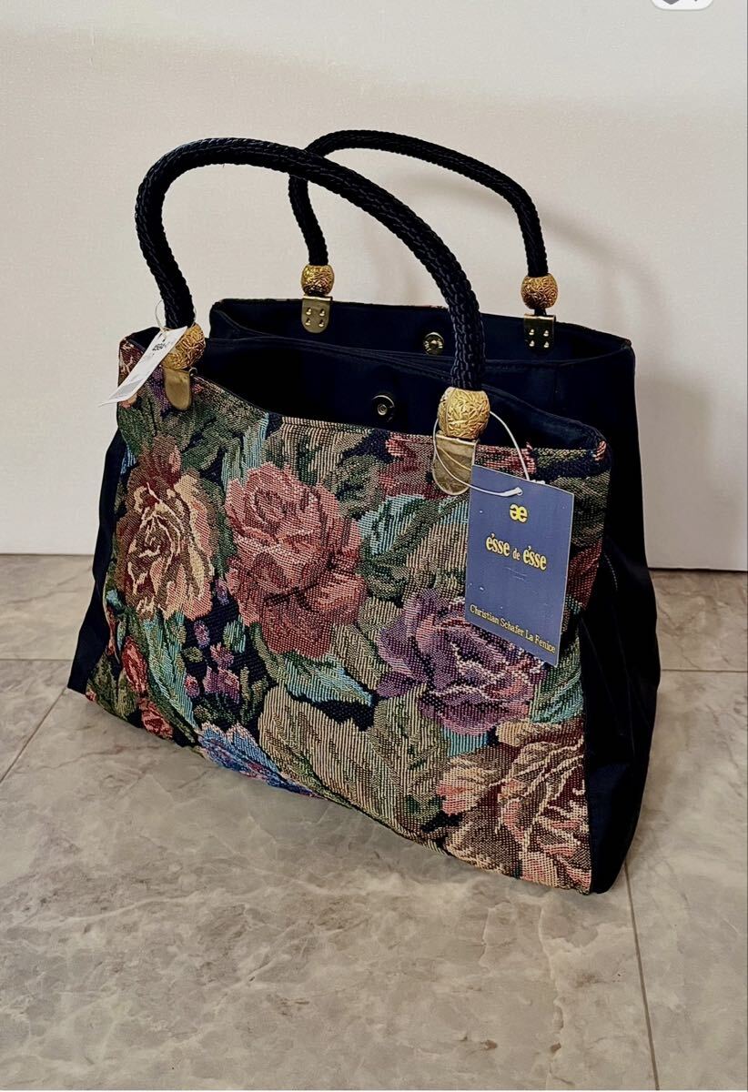 新品タグ付　ゴブラン織　軽量 手提げバッグ　3箇所別収納+内ポケット2個付　和・洋装兼用_画像3