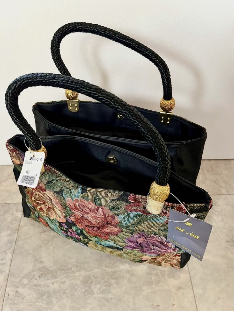 新品タグ付　ゴブラン織　軽量 手提げバッグ　3箇所別収納+内ポケット2個付　和・洋装兼用_画像6
