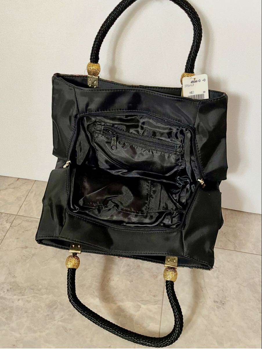 新品タグ付　ゴブラン織　軽量 手提げバッグ　3箇所別収納+内ポケット2個付　和・洋装兼用_画像9