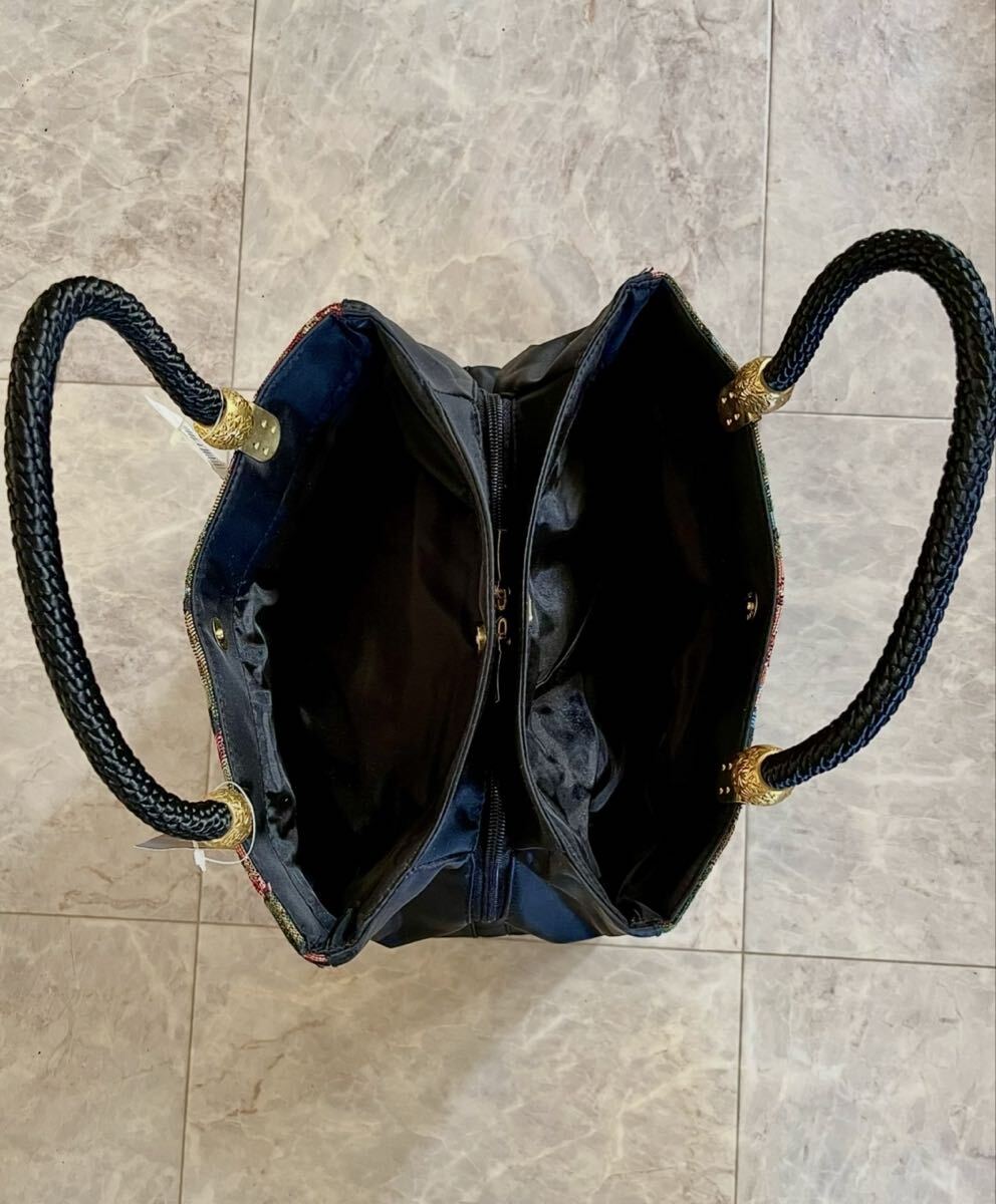 新品タグ付　ゴブラン織　軽量 手提げバッグ　3箇所別収納+内ポケット2個付　和・洋装兼用_画像7