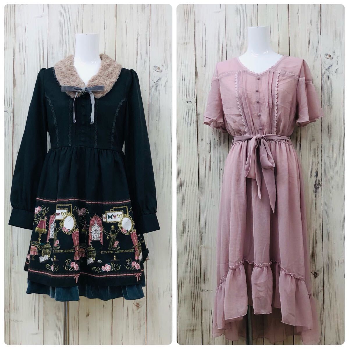 ●12-12 axes femme アクシーズファム ワンピース まとめ 10点 キャミワンピ ガーリー フェミニン 量産型 レース フリル リボン 仕入れ_画像2