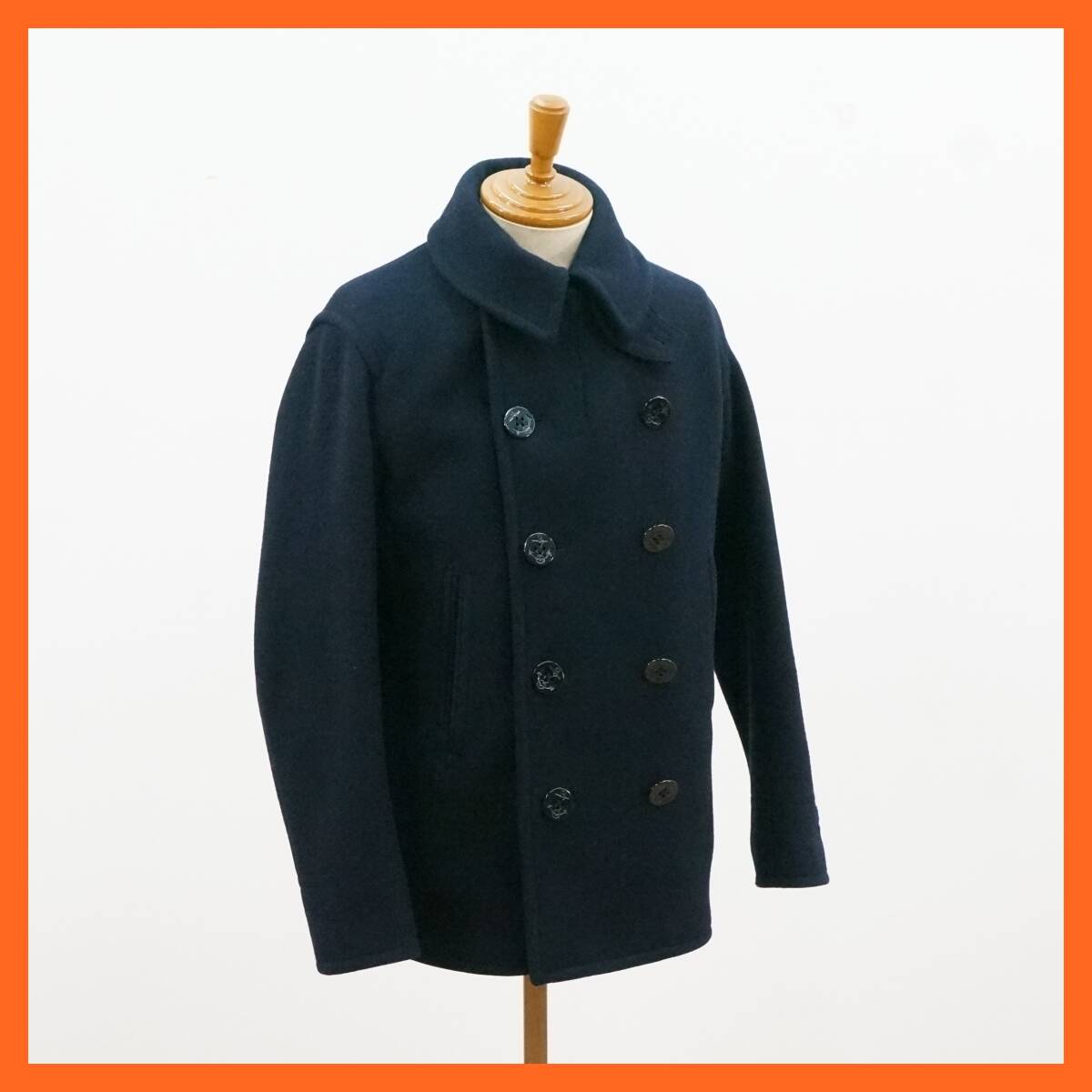 東ハ:【ORCIVAL/オーシバル】メルトン ピーコート サイズ4 着丈約73㎝ 身幅約53㎝ Pコート ウール90% ダブルPコート ★送料無料★_画像1