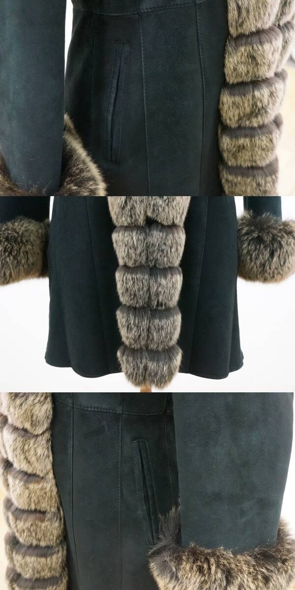 東ハ:【DENNIS】SEUNG FUR FASHION ファーコート 身幅約45㎝ 着丈約80.5㎝ ウィメンズ レディース 防寒コート ★送料無料★_画像6