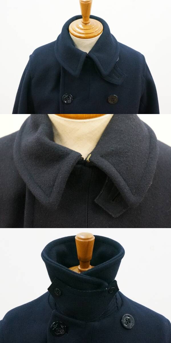 東ハ:【ORCIVAL/オーシバル】メルトン ピーコート サイズ4 着丈約73㎝ 身幅約53㎝ Pコート ウール90% ダブルPコート ★送料無料★_画像3