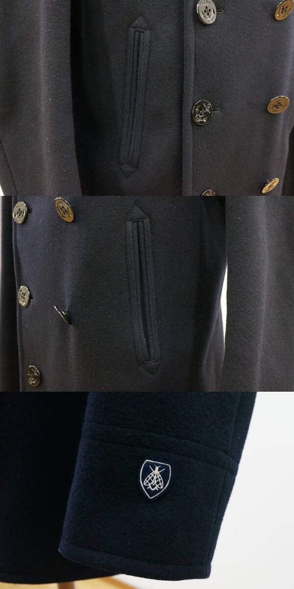 東ハ:【ORCIVAL/オーシバル】メルトン ピーコート サイズ4 着丈約73㎝ 身幅約53㎝ Pコート ウール90% ダブルPコート ★送料無料★_画像5