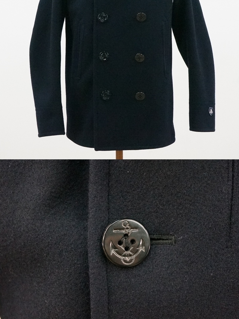 東ハ:【ORCIVAL/オーシバル】メルトン ピーコート サイズ4 着丈約73㎝ 身幅約53㎝ Pコート ウール90% ダブルPコート ★送料無料★_画像4