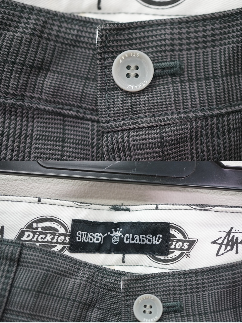 東ハ:未使用【STUSSY × DICKIES】ステューシー ディッキーズ コラボ ワークパンツ 32 チェック柄 紙タグ付 ★送料無料★_画像3