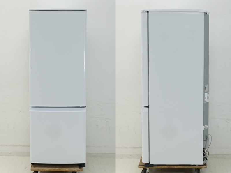 東ハ:美品【三菱】e angle select 2ドア 冷凍冷蔵庫 168L MR-P17E2H-W 2022年 右開きドア 抗菌ハンドル 4段ガラスシェルフ ★送料無料★_画像2