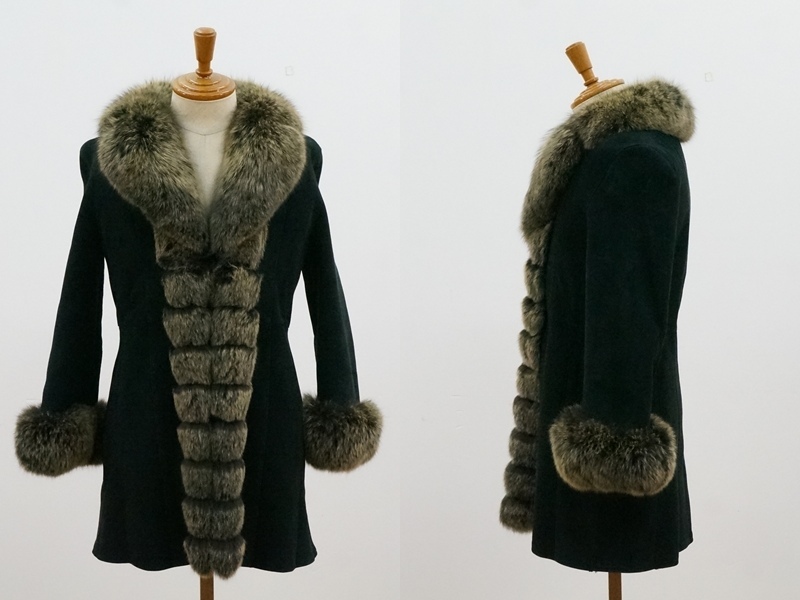 東ハ:【DENNIS】SEUNG FUR FASHION ファーコート 身幅約45㎝ 着丈約80.5㎝ ウィメンズ レディース 防寒コート ★送料無料★_画像2