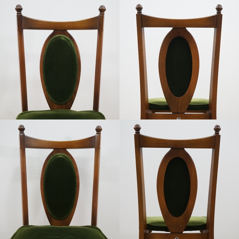 東ハ:【ナガノインテリア】クラシックスタイル モケット ダイニングチェア 2脚セット 天然木フレーム 食卓椅子 リビング家具 ★送料無料★_画像5